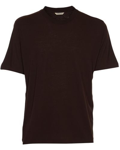 AURALEE Super Soft Wool Jersey T-Shirt - Black