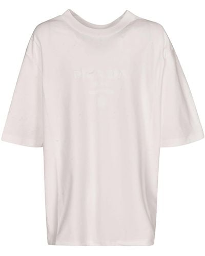 Prada Oversized Round Neck T-Shirt - White