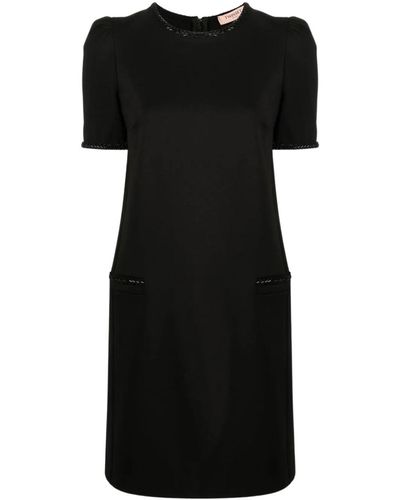 Twin Set Short Sleeved Mini Dress - Black