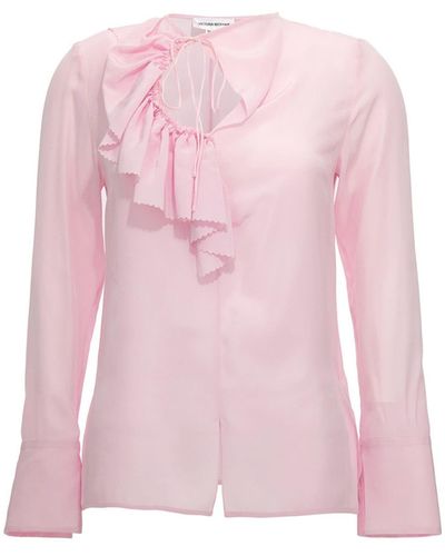 Victoria Beckham Ruffles Bloat Shirt, Blouse - Pink