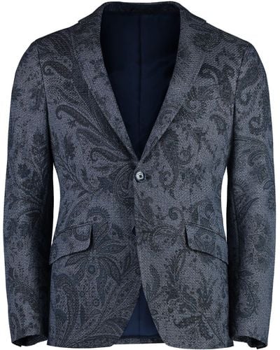 Etro Single-breasted Two-button Jacket - Blue