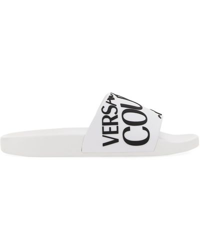 Versace Jeans Couture Slide Sandal With Logo - White