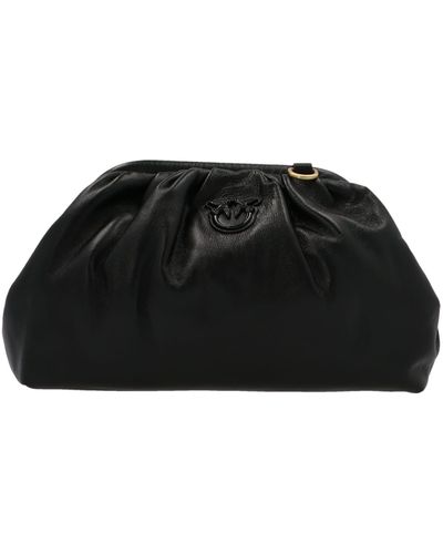 Pinko Pochette Chain Logo Plaque Mini Clutch Bag - Black