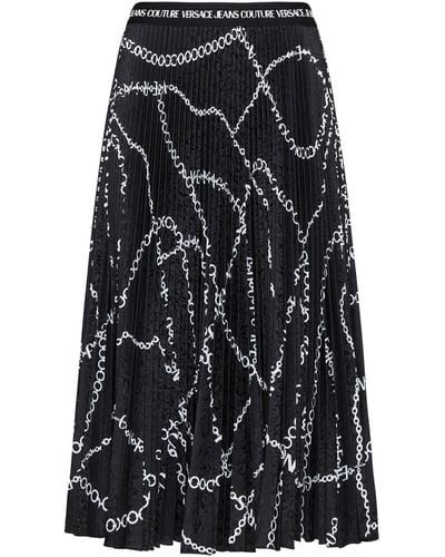 Versace Chain-Link Pleated Midi Skirt - Black