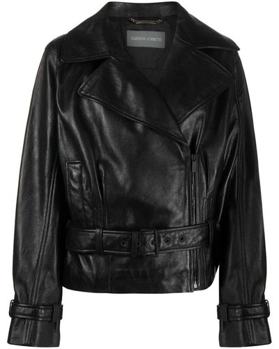 Alberta Ferretti Double-breasted Leather Jacket - Black