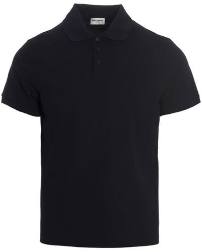 Saint Laurent Embroidered Logo Polo Shirt - Black