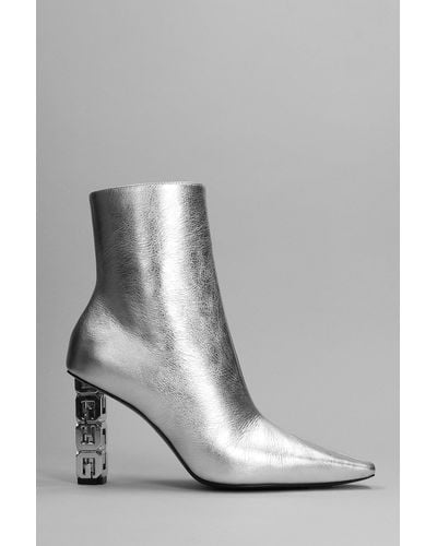 Givenchy High Heels Ankle Boots In Leather - Gray