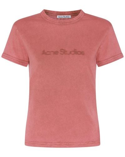 Acne Studios Logo Detailed Crewneck T-Shirt - Pink