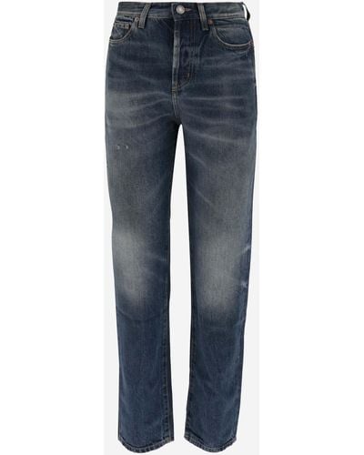Saint Laurent Cotton Denim Jeans - Blue