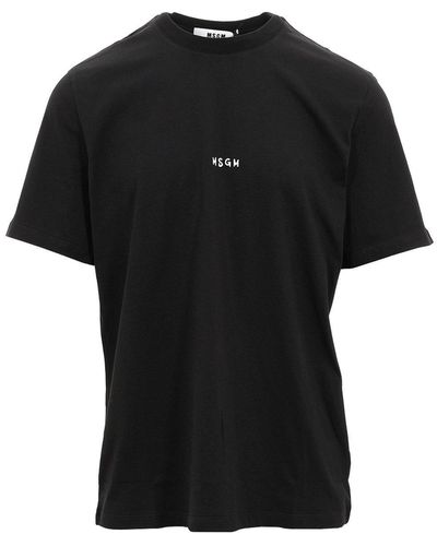 MSGM Logo-printed Crewneck T-shirt - Black