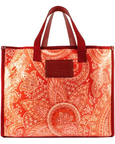 Etro Orange Shopper Bag