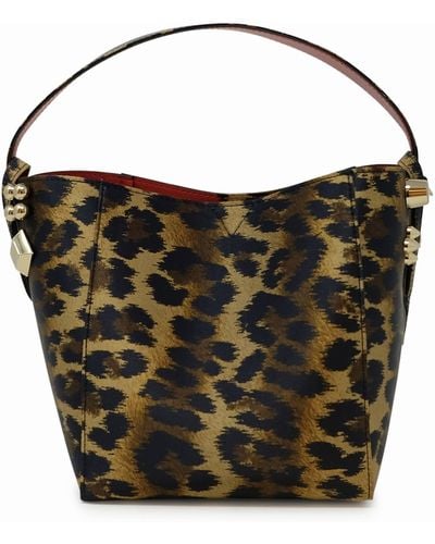 Christian Louboutin Leopard Crepe Satin Cabachic Mini Bucket Bag - Black