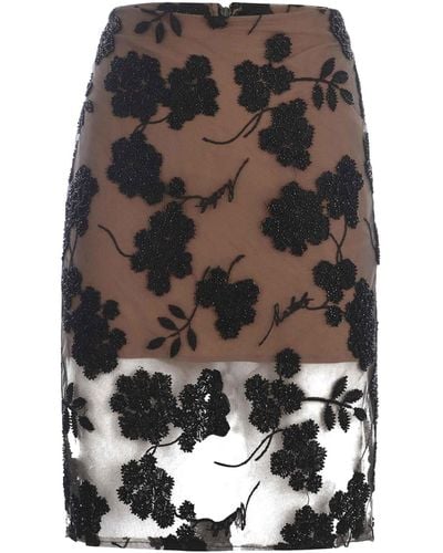 ROTATE BIRGER CHRISTENSEN Skirt Rotate Flowers Made Of Tulle - Black