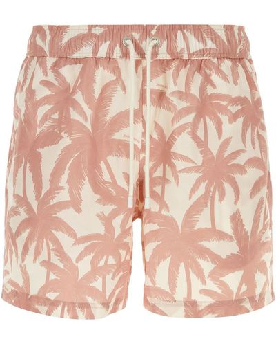 Palm Angels Printed Polyester Swimming Shorts - Pink