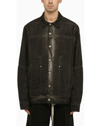 Rick Owens Black Washed-effect Denim Jacket