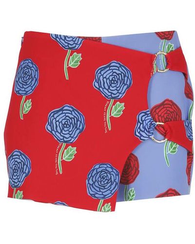 Versace Roses Printed Shorts - Red