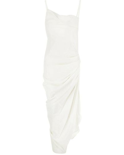 Jacquemus Asymmetric Midi Dress - White