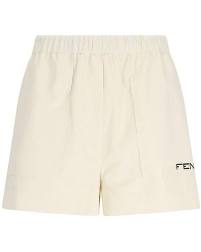 Fendi Logo Jogger Shorts - Natural