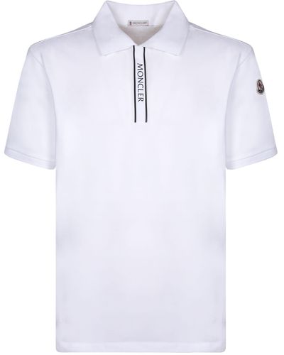 Moncler Front Logo White Polo Shirt