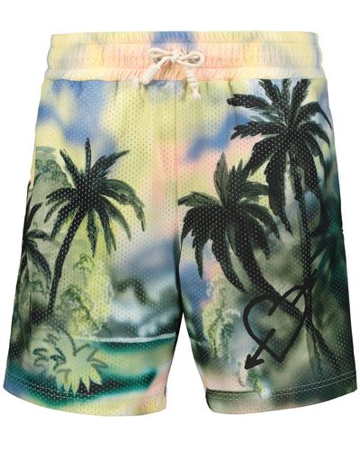 Palm Angels Printed Techno Fabric Bermuda-Shorts - Blue