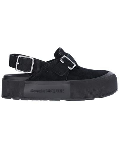 Alexander McQueen Mount Slick Leather Buckle Sandals - Black