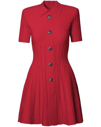 Balmain Fuchsia Viscose Blend Dress - Red