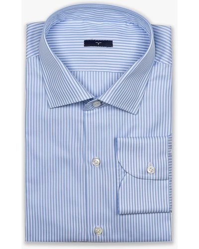 Larusmiani Handmade Shirt Mayfair Executive Shirt - Blue