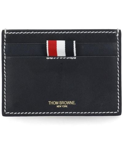 Thom Browne Leather Cards Holder - Blue