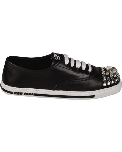 Miu Miu Embellished Toe Sneakers - Black