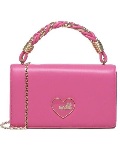 Love Moschino Handheld Handbag With Chain Shoulder Strap - Pink
