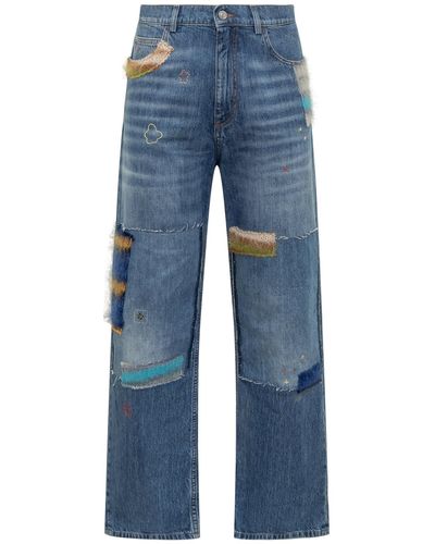 Marni Jeans With Patches - Blue
