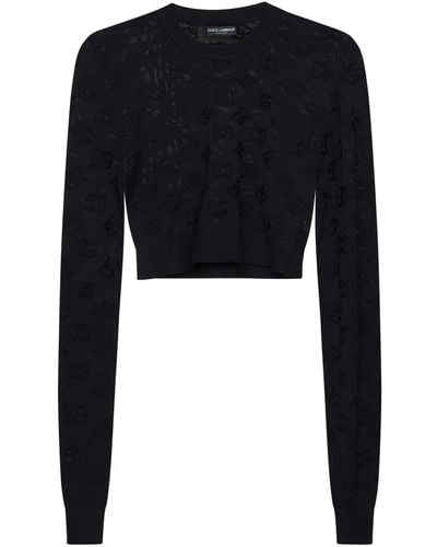 Dolce & Gabbana All-over Dg Jacquard Cropped Top - Black