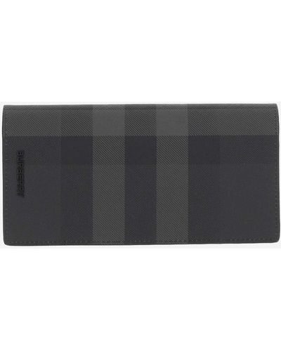 Burberry Continental Wallet With Check Pattern - Black