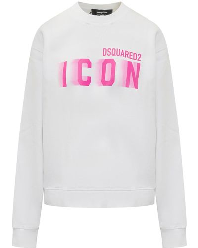 DSquared² Icon Collection Icon Blur Fit Sweatshirt - White