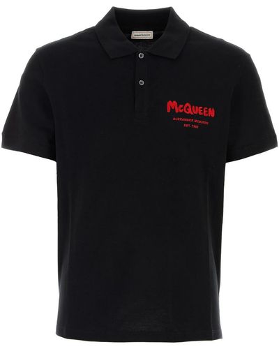 Alexander McQueen Piquet Polo Shirt - Black