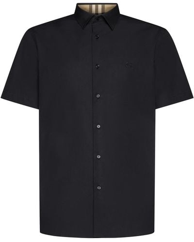 Burberry Stretch-cotton Ekd Shirt - Black