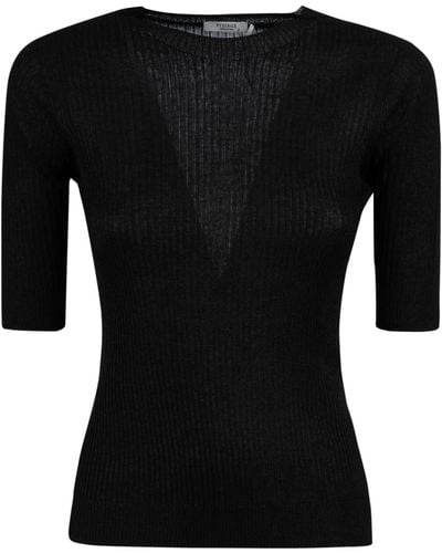 Peserico Ribbed Short-Sleeved Sweater - Black