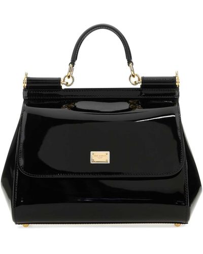 Dolce & Gabbana Leather Medium Sicily Handbag - Black