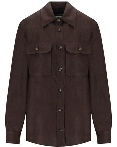 Weekend by Maxmara Buttoned Long-Sleeved Shirt - Brown