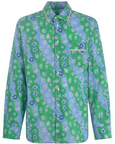 Marni Shirt "stripy Flower" - Green