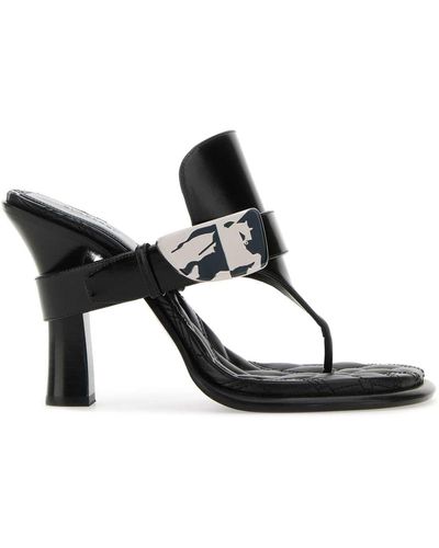 Burberry Leather Bay Thong Mules - Black