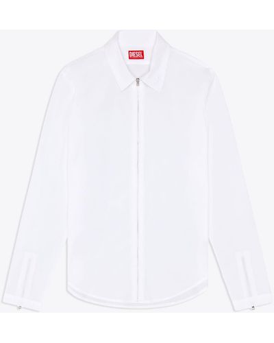 DIESEL 0Ajia S-Stuck Poplin Shirt With Zip Fastening - White