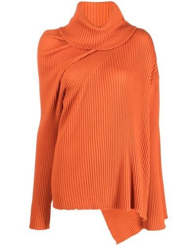 Marques'Almeida Roll-neck Ribbed-knit Sweater - Orange
