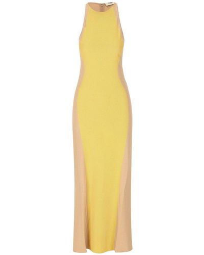 Fendi Sleeveless Colour-block Maxi Dress - Metallic