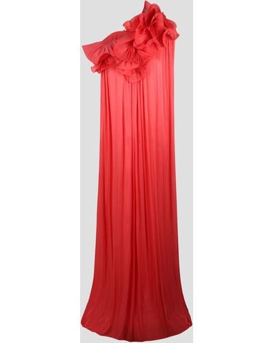 Costarellos Charmain Ruffled Pleated Gown - Red
