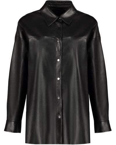 Salvatore Santoro Leather Shirt - Black