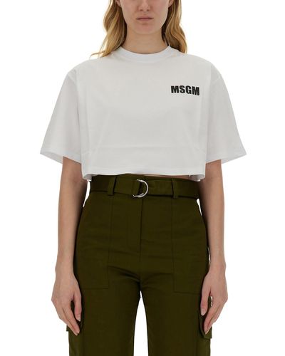 MSGM Cropped T-Shirt - White