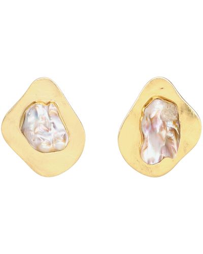 Liya Pearl Earrings - Metallic