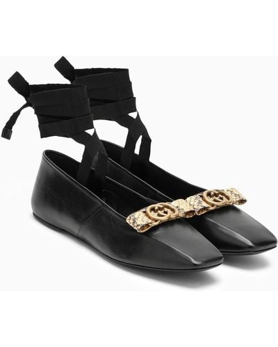 Gucci Ballerina With Ribbons - Black