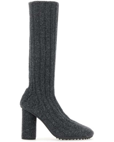 Bottega Veneta Melange Fabric Atomic Ankle Boots - Black